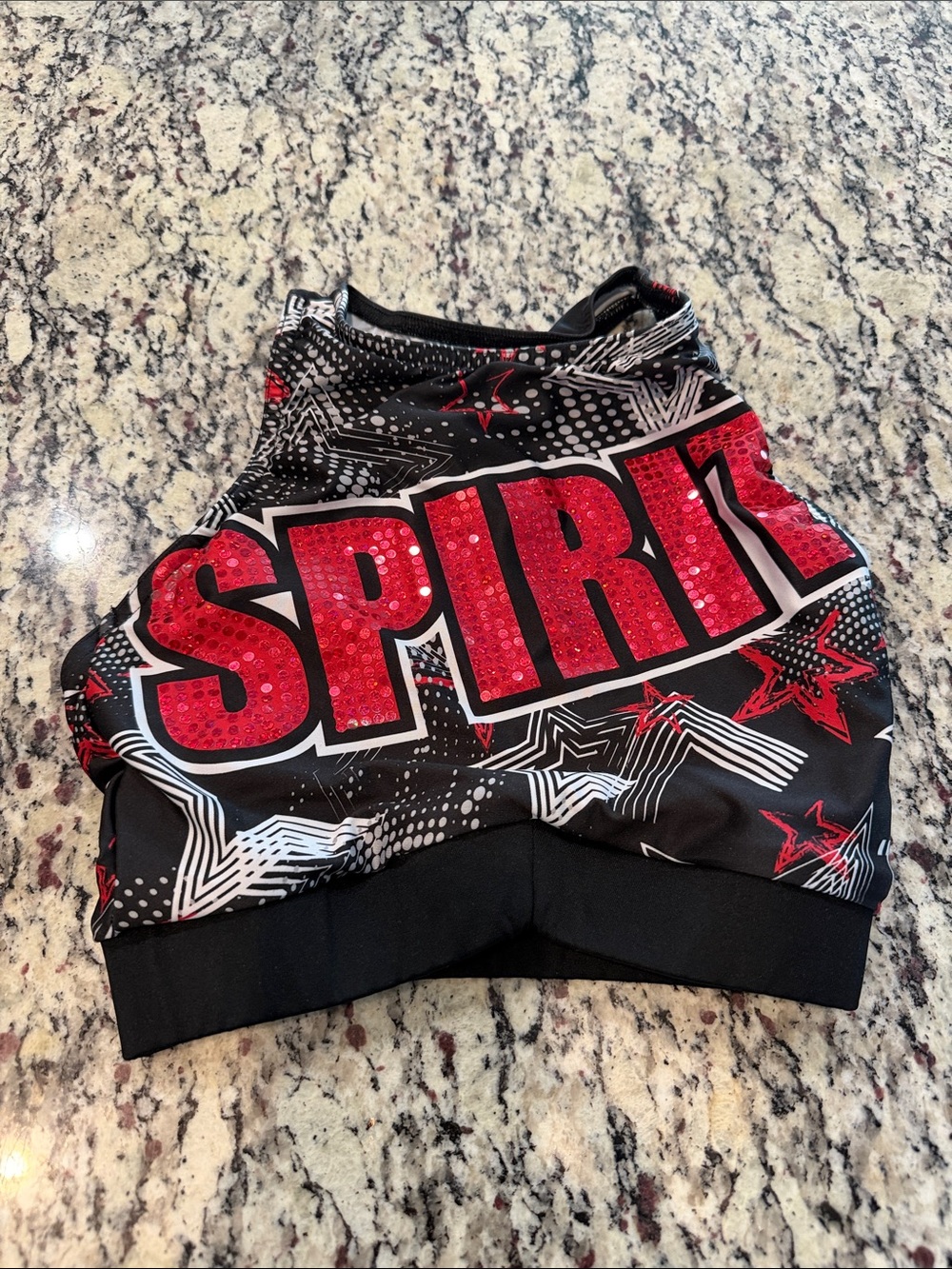 Kids Black & Red 'SPIRIT' Athletic Crop Top